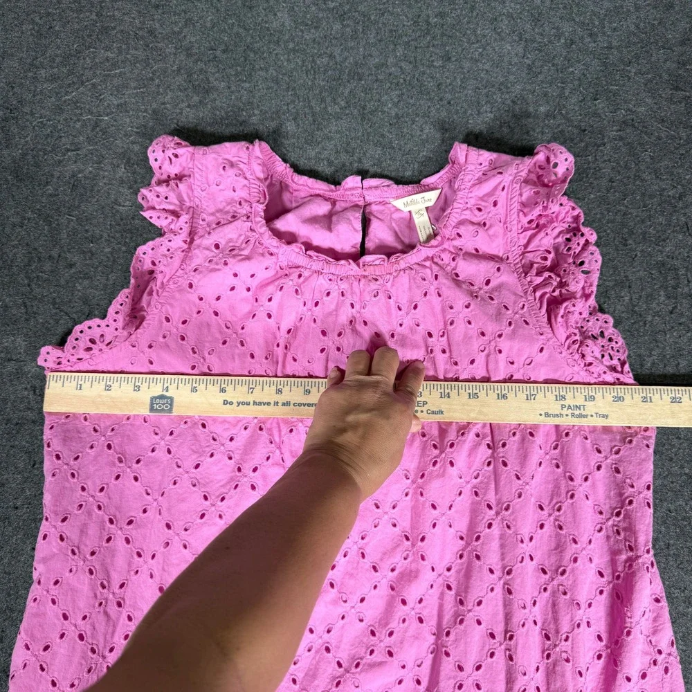 Matilda Jane Girls Pink Eyelet Tiered Ruffle Cotton‎ Dress XL 12 14